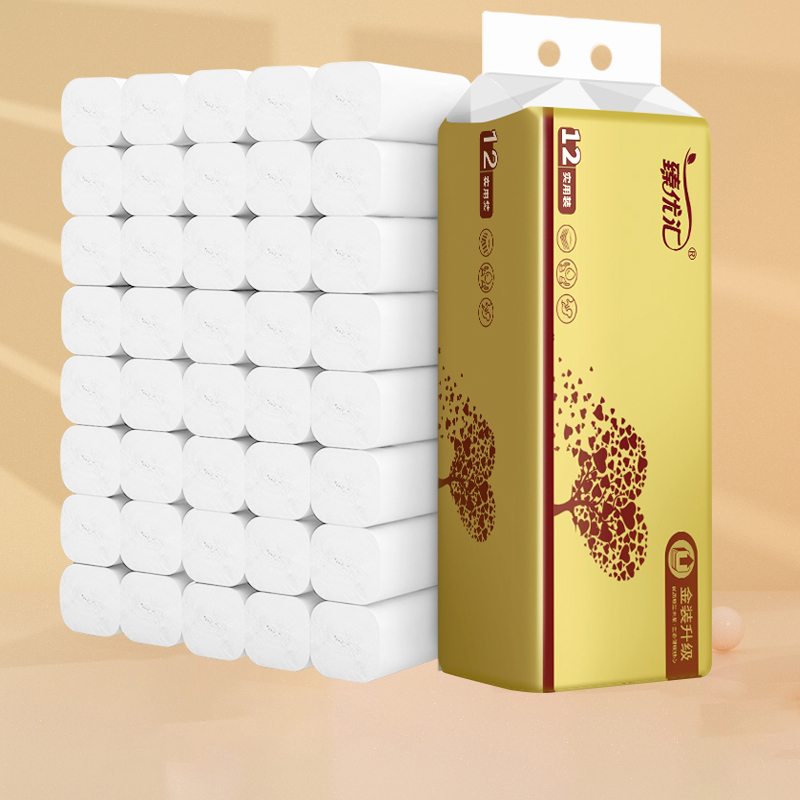 超实惠12卷纸巾卷纸无芯卫生纸家用