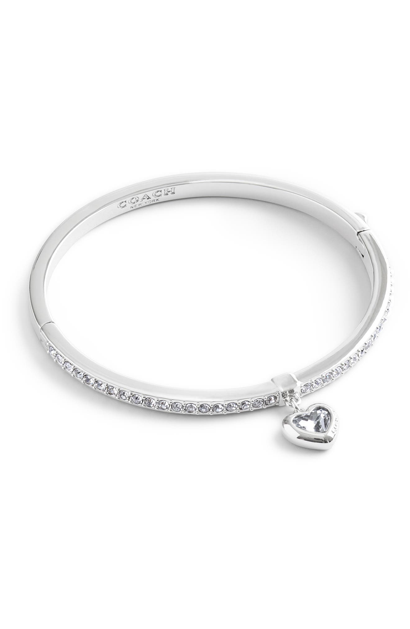 COACH Heart Charm Pavé Bangle Bracelet