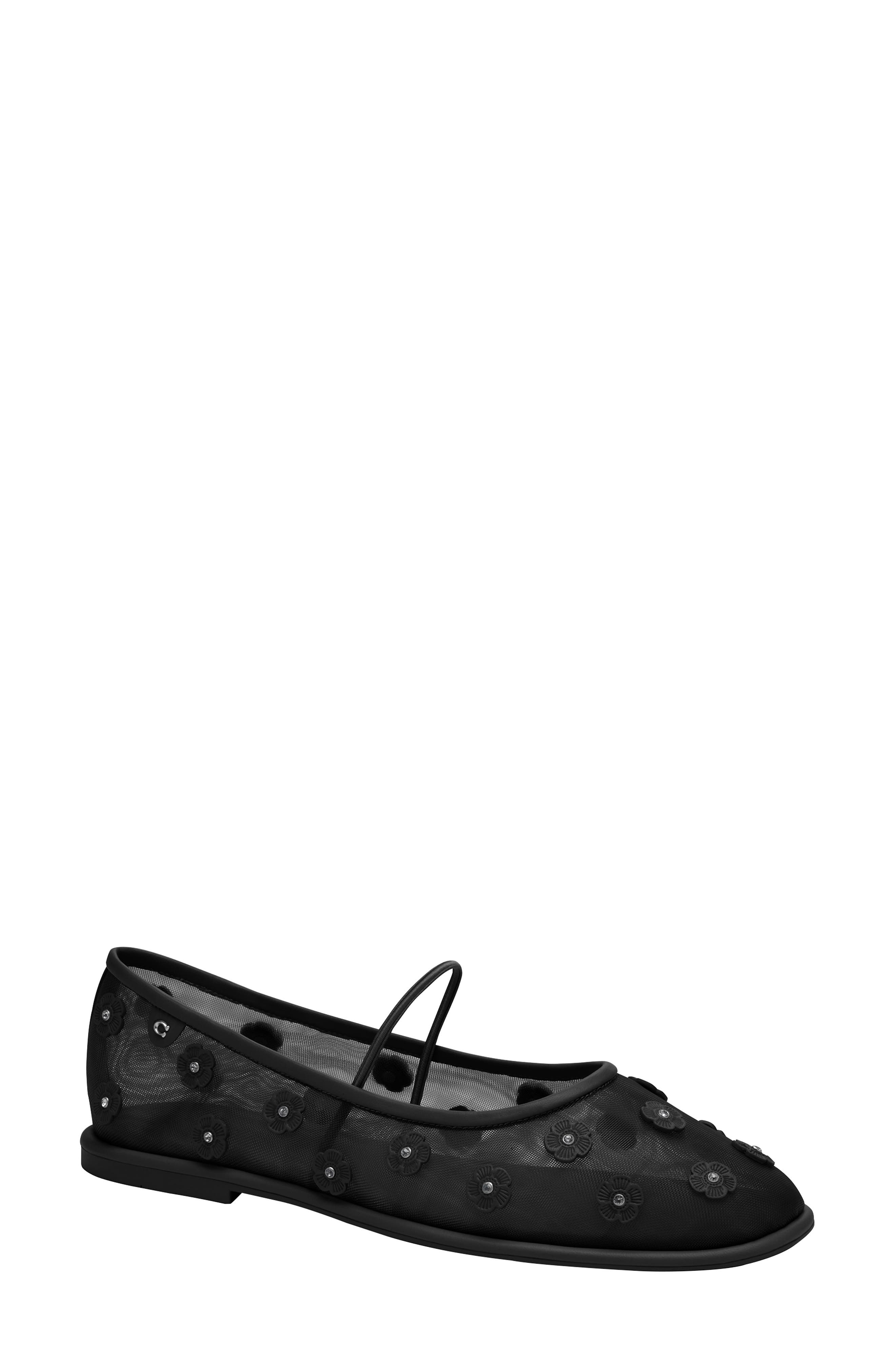 COACH Emilia Tea Rose Mesh Mary Jane Flat