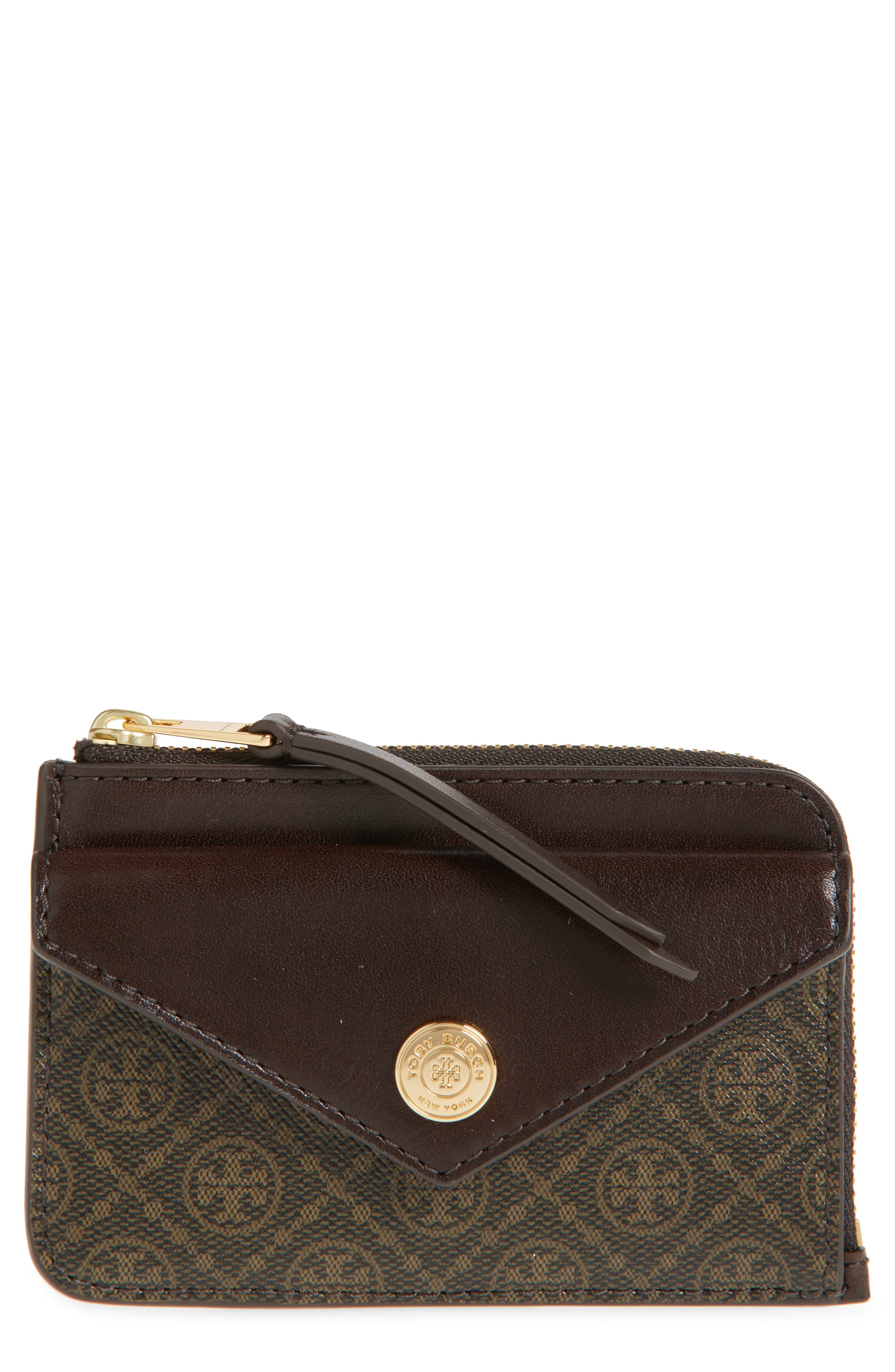 Tory Burch Small T Monogram Coated Canvas & Leather Zip Wallet