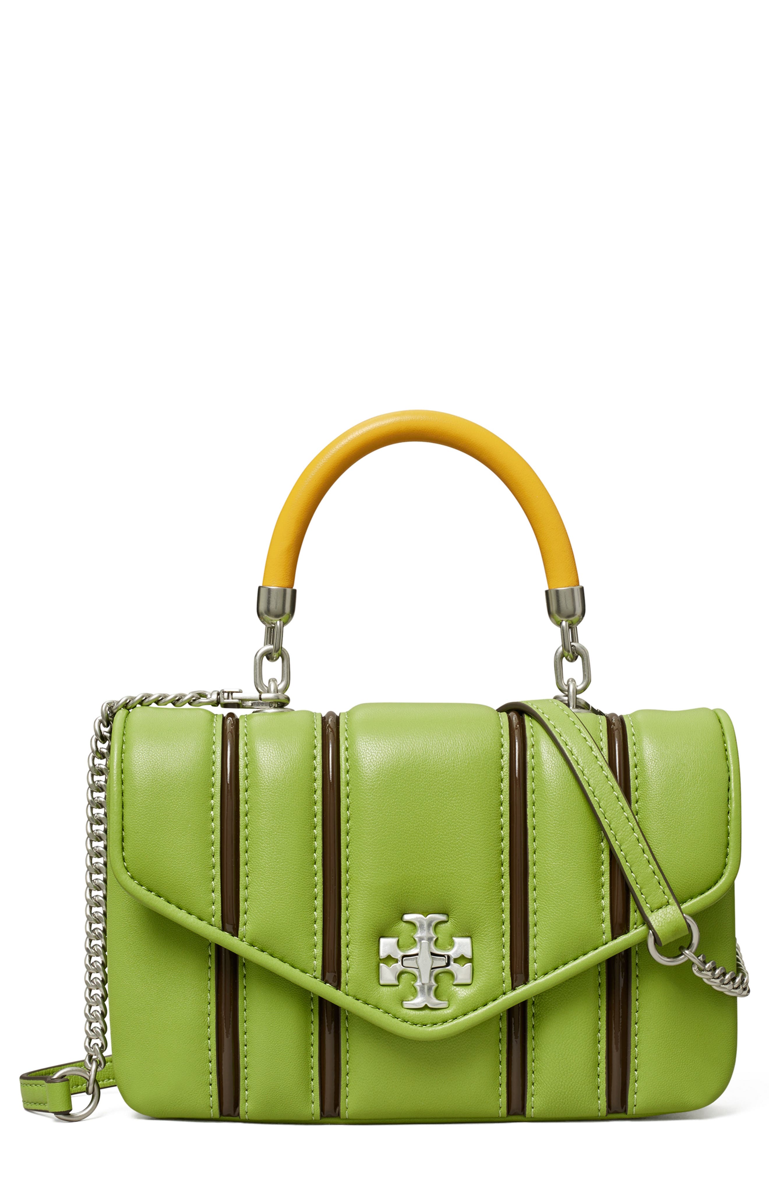 Tory Burch Mini Kira Bombé Stripe Top Handle Bag