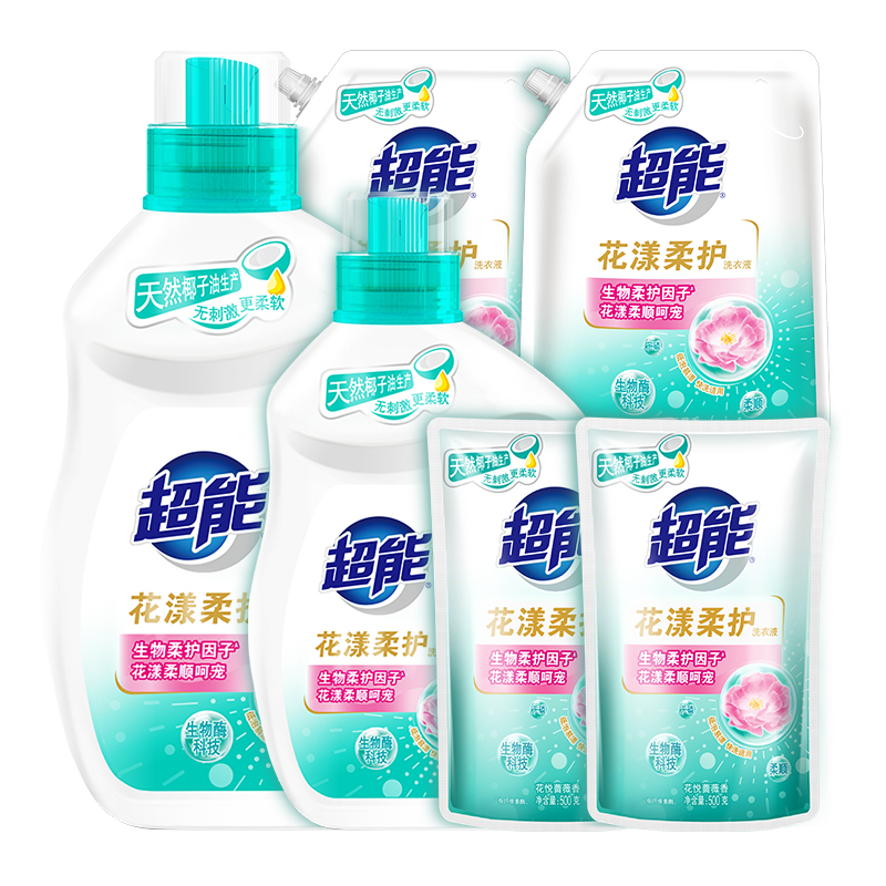 返卡15，超能花漾柔护洗衣液组合12斤
