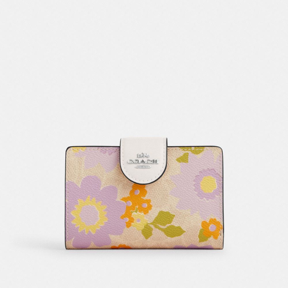coach medium corner zip wallet in signature canvas with floral print CBO30-SVSAS
