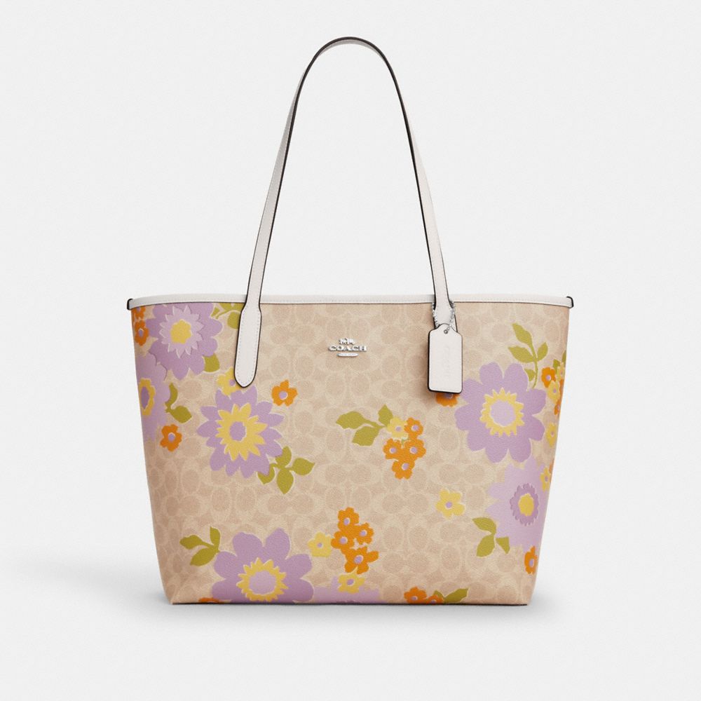 coach city tote bag in signature canvas with floral print CBG71-SVSAS
