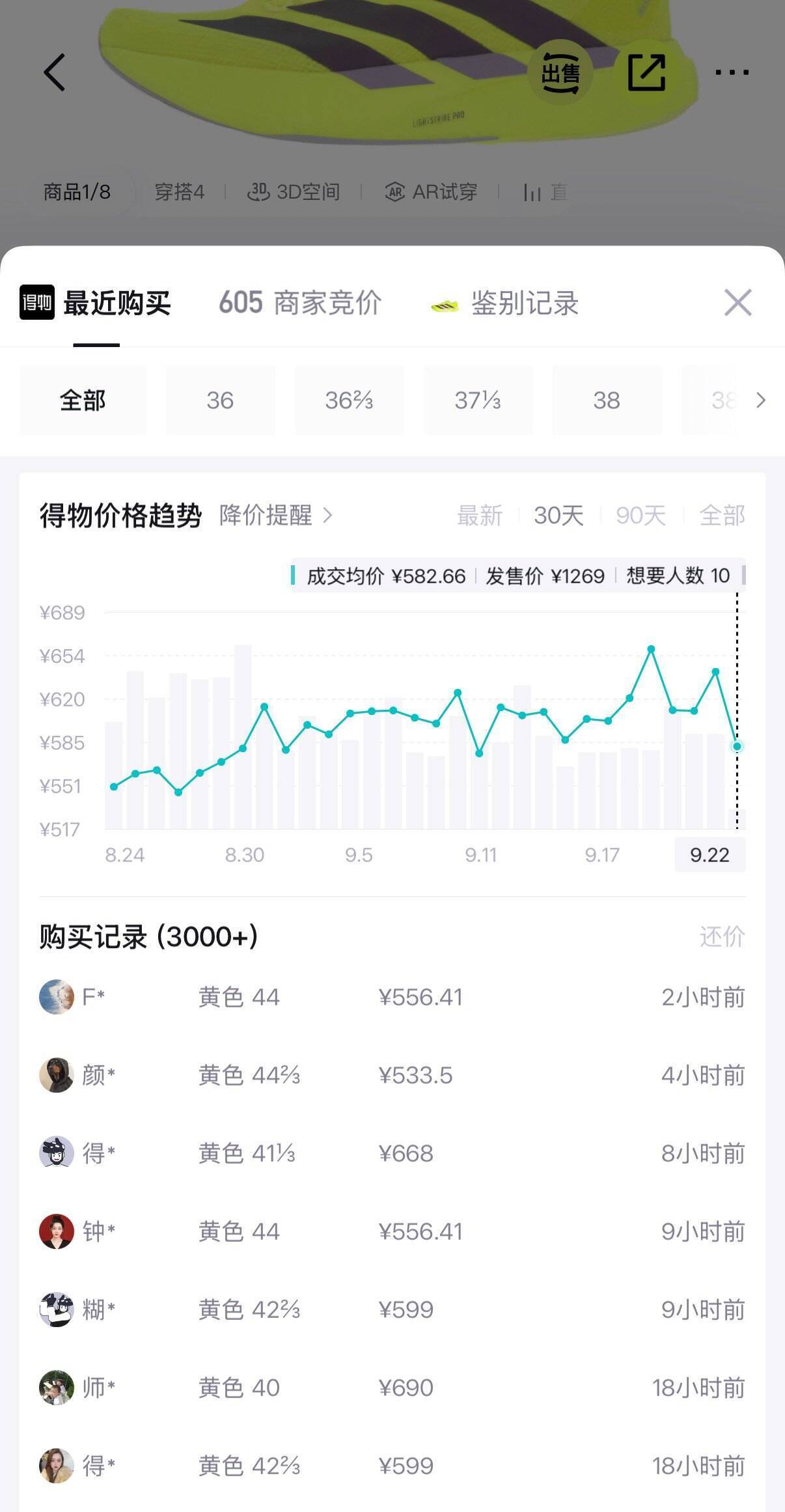 阿迪达斯Evo跑鞋到手498元，得物同款599元