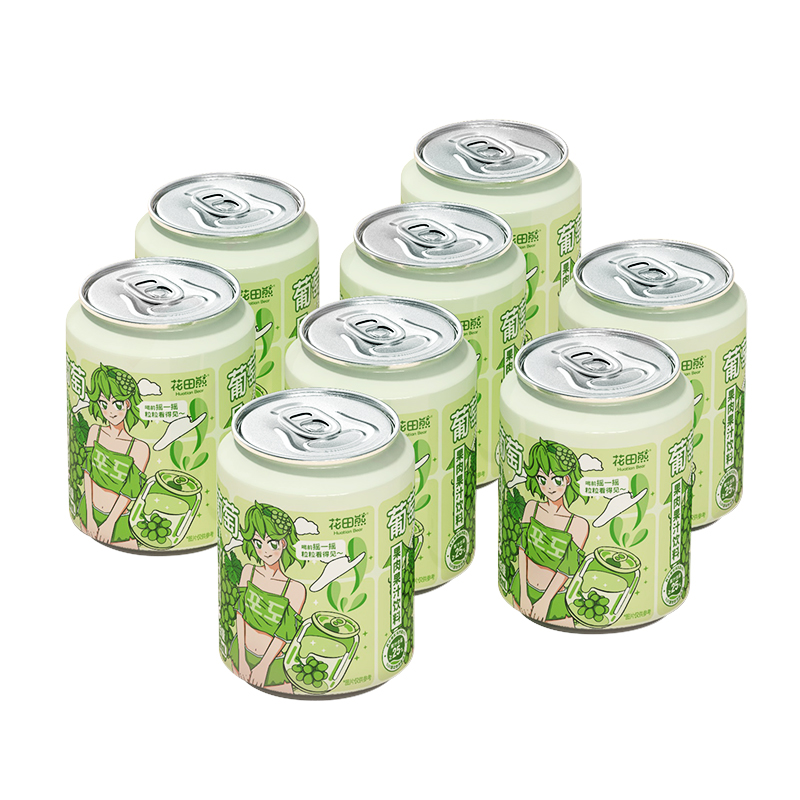 花田熊葡萄果肉果汁饮料238ml*8罐