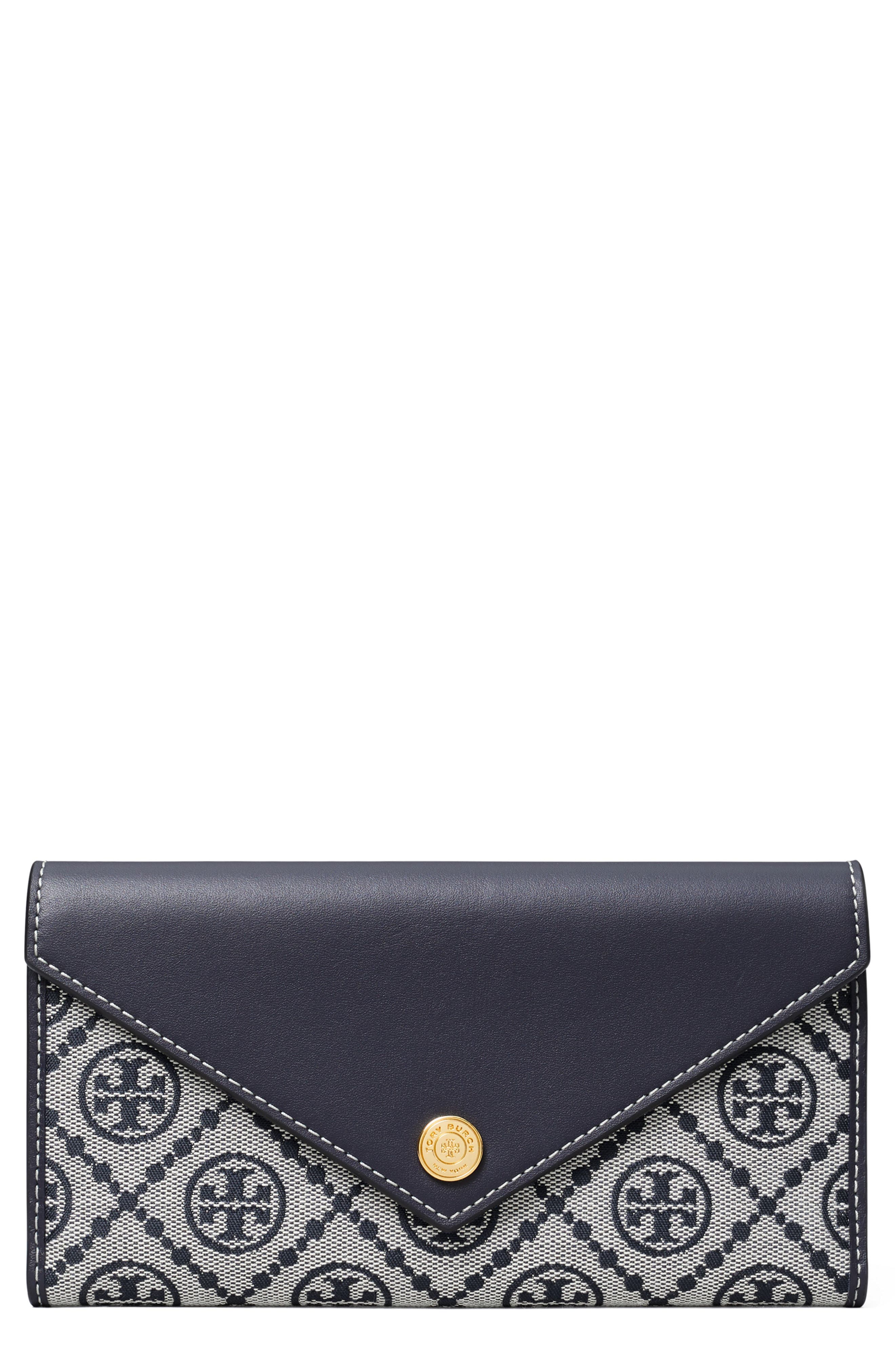 Tory Burch T Monogram Jacquard & Leather Trifold Envelope Wallet
