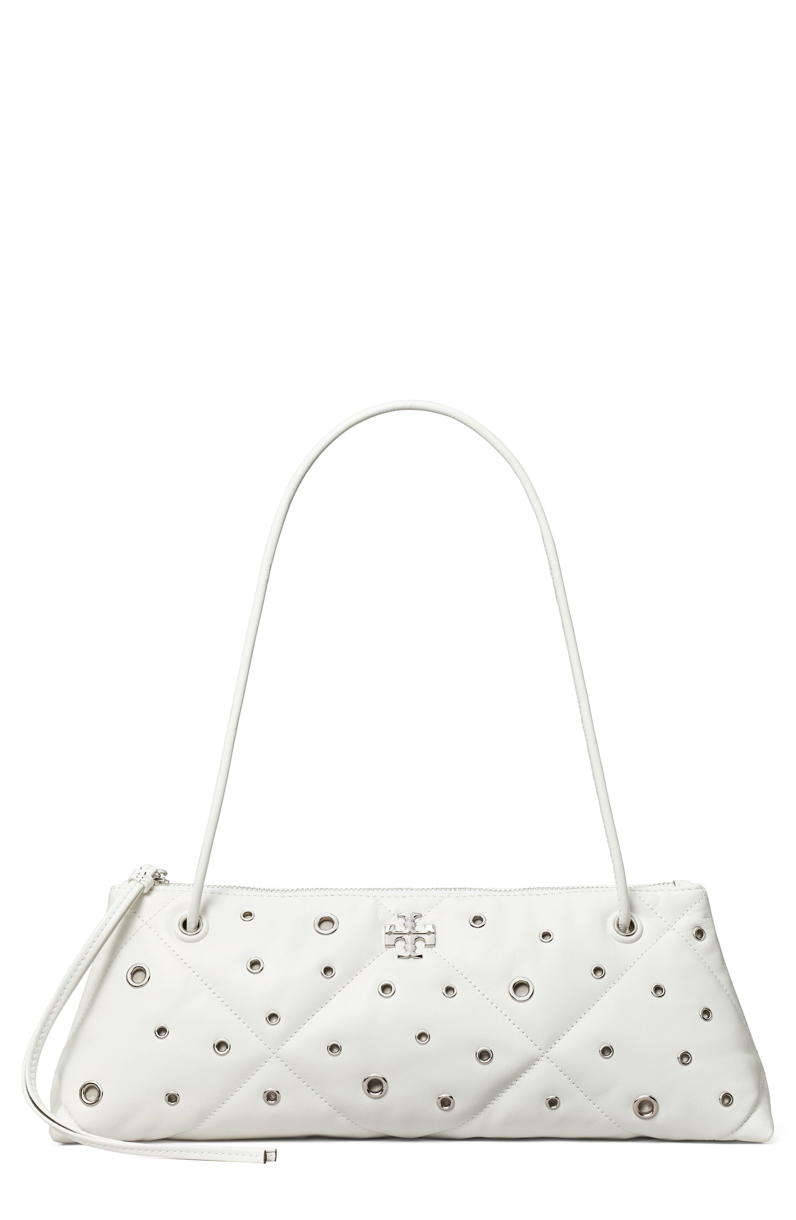 Tory Burch Kira Grommet Diamond Quilted East/West Leather Shoulder Bag