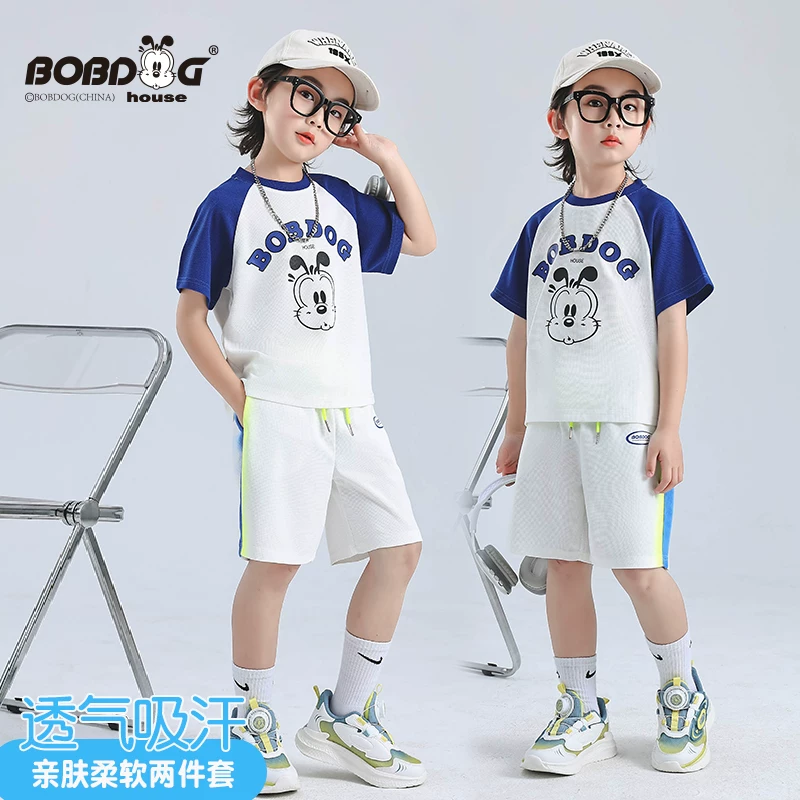 潮酷儿童穿搭 巴布豆男童夏装套装篮球服 女童炸街街舞网红球衣