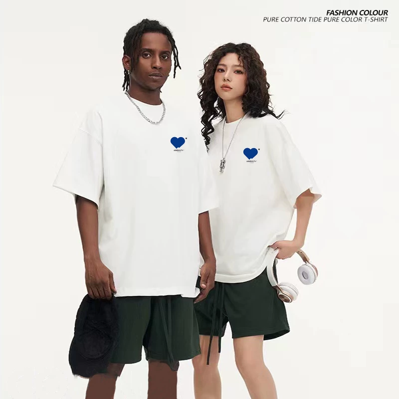 重磅棉T时尚新款印花短袖t恤男女情侣夏季