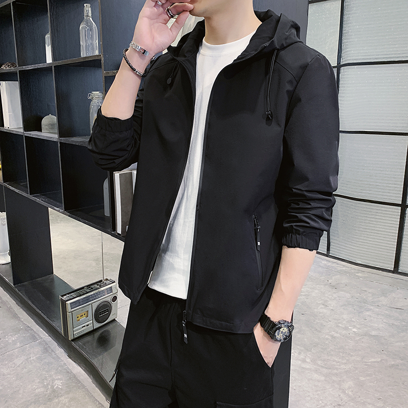 韩版夹克外套男连帽修身外套潮流青年长袖衫