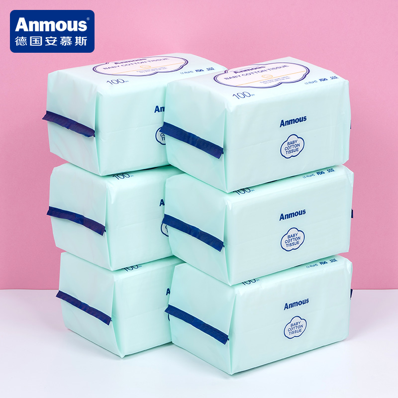 安慕斯婴儿加厚棉柔巾100抽6包