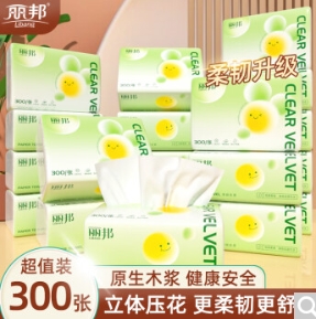 4.9元包邮！丽邦 抽纸300张*12包