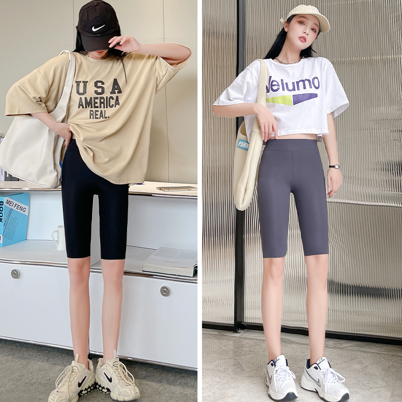 夏季薄款紧身外穿收腹提臀五分打底裤