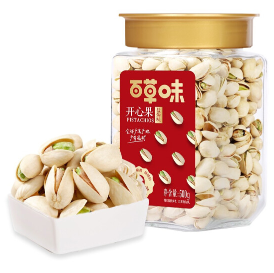 【20点】22.45元！百草味 原色开心果 净含量500g（前1000件买一送一包邮））