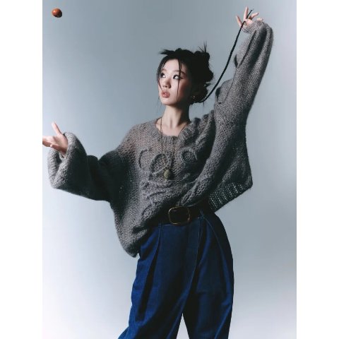 Loewe Anagram 刺绣羊毛毛衣 单依纯同款紫色