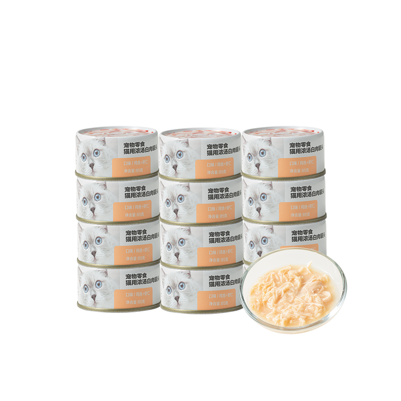 网易严选鸡肉虾仁白肉猫罐头85g*12罐