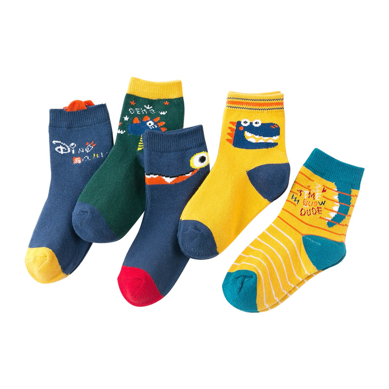 【妙优童】春秋纯棉童袜5双