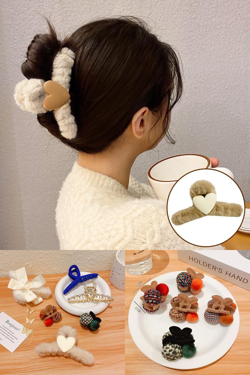 爱心毛绒抓夹秋冬大号发爪
