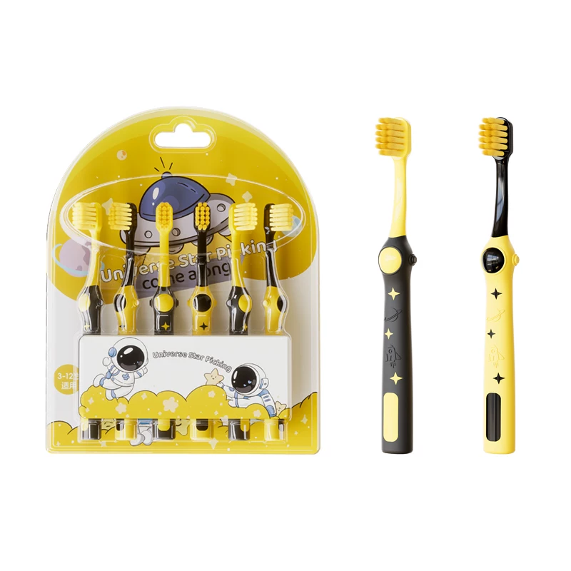 儿童软毛牙刷6支卡通太空人3岁6-12岁柔软细毛清洁护齿学生专用