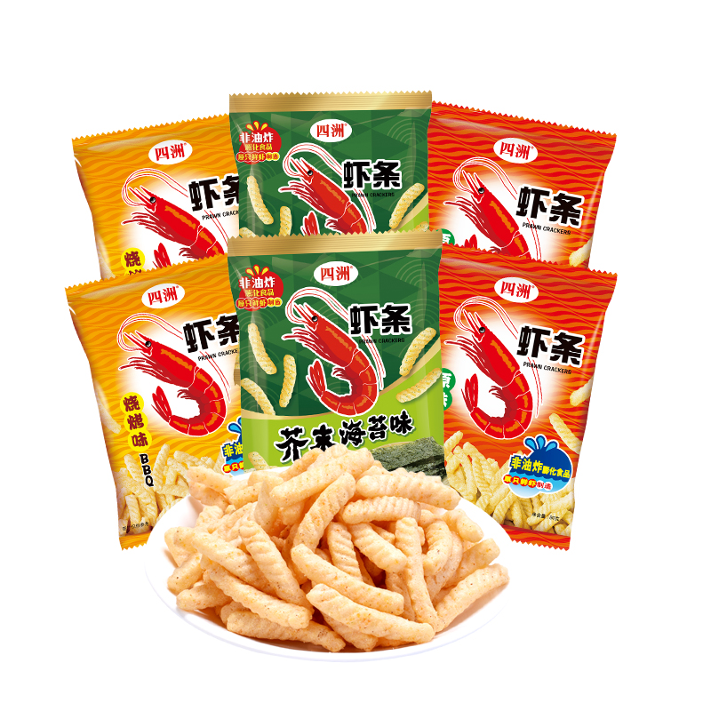 四洲虾条非油炸多口味芥末味休闲零食