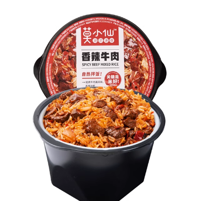 19.9元包邮！莫小仙自热米饭拌饭香辣牛肉3盒