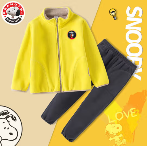 79元包邮！史努比SNOOPY 中大童外穿加绒加厚套装
