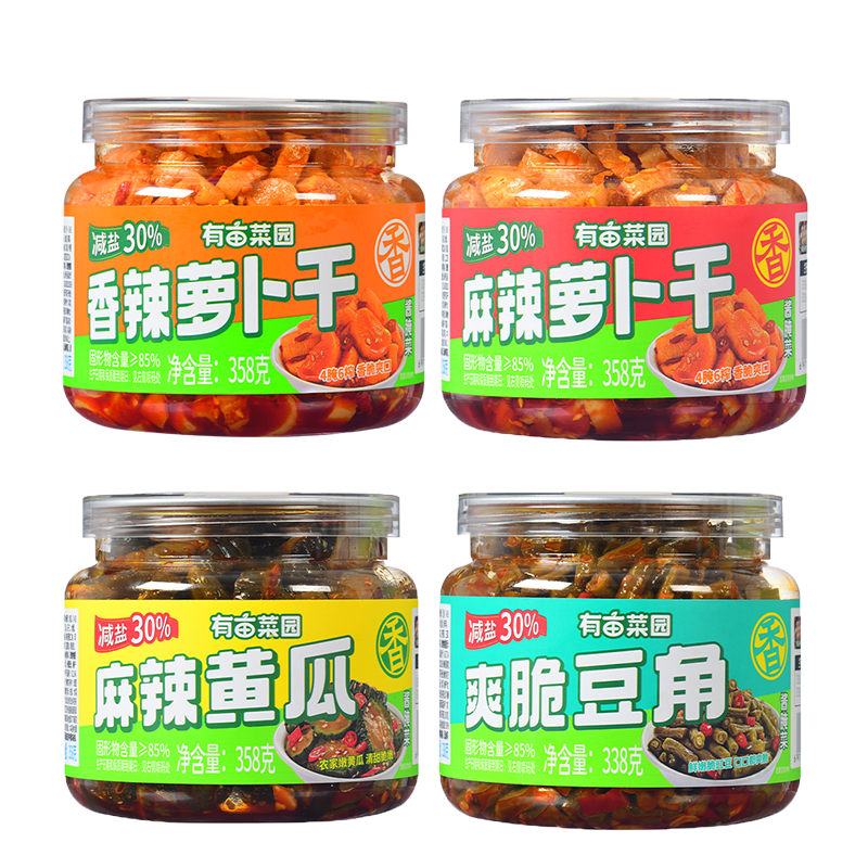 【有亩菜园】萝卜干酸豆角黄瓜罐装358克