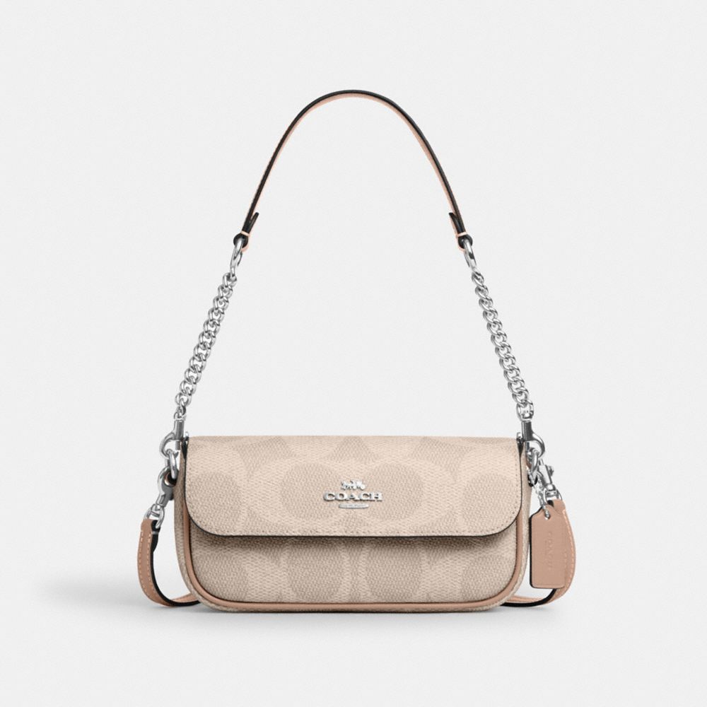 coach hailey flap bag in signature canvas CAN70-SVPWH