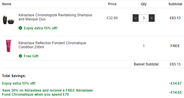 更新 Lf英文网kerastase卡诗全线64折 额外85折促销 满额加送正装护发素 拔草哦