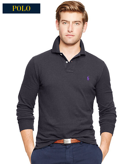 ralph lauren 拉夫劳伦 custom-fit男士长袖polo衫