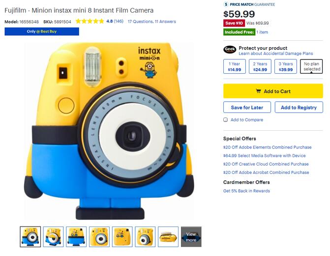 fujifilm富士instax小黄人拍立得相机