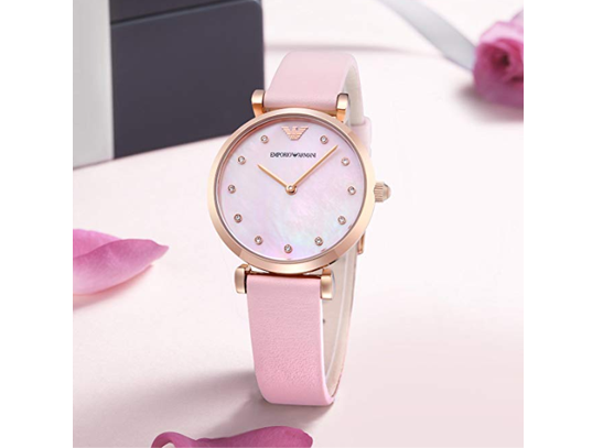 闪购armani阿玛尼ar1958粉色珍珠贝母石英女士手表