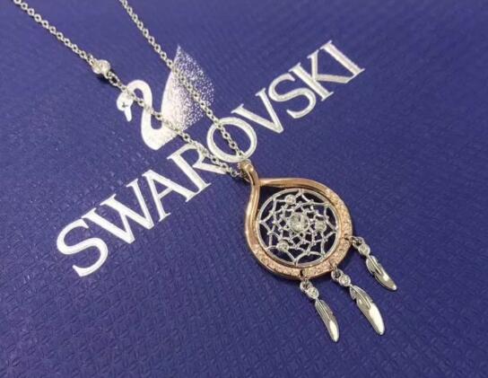 swarovski施华洛世奇捕梦网羽毛吊坠锁骨项链