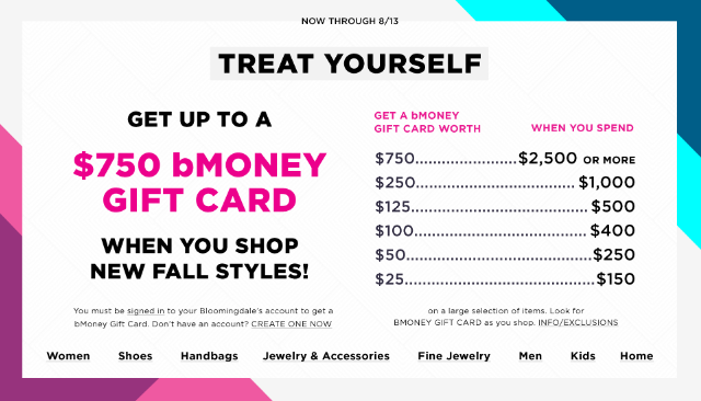 Bloomingdale's: Get up to a $750 bMoney Gift Card!