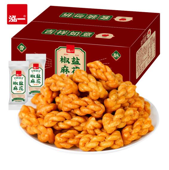 3.9元包邮！泓一 小麻花50包共280g