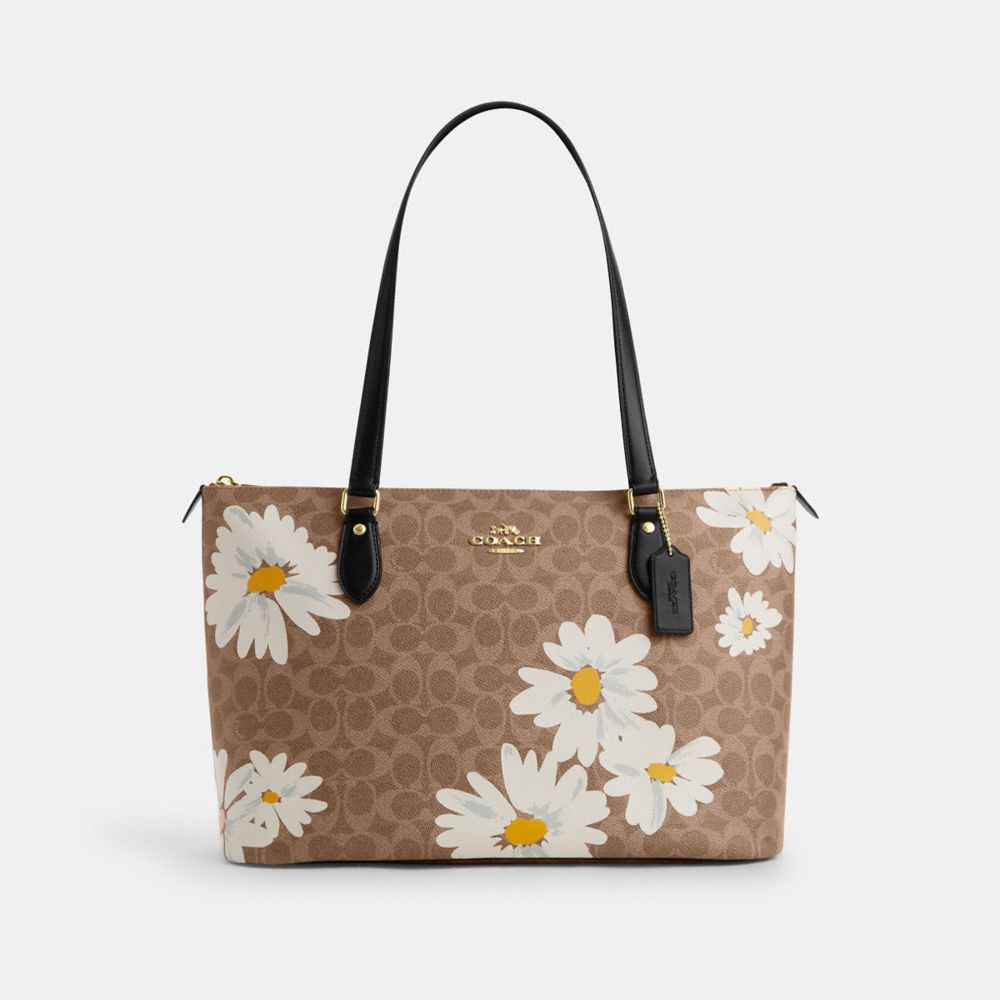 coach gallery tote bag in signature canvas with floral print