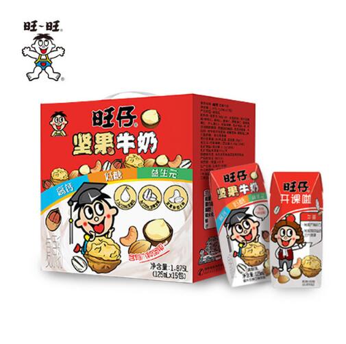 39元包邮！旺旺旺仔坚果牛奶礼盒125ml*15