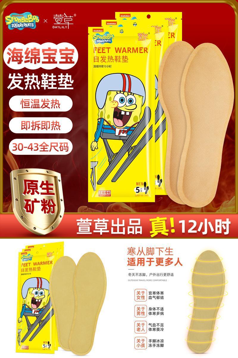萱草女自发热充电自可行走发热鞋垫