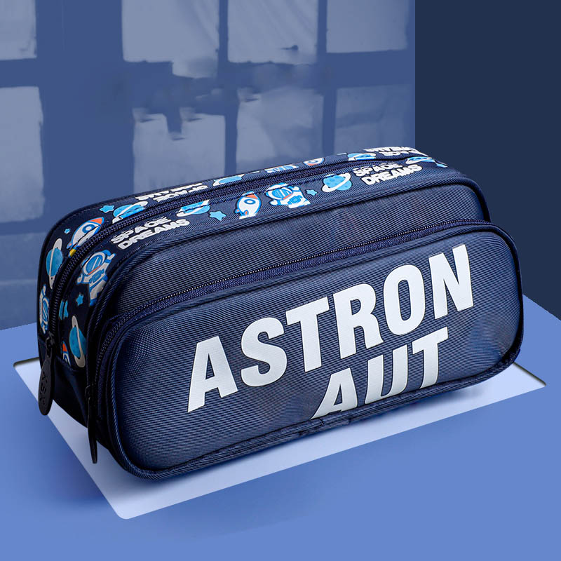 超大双层大容量INS日系男孩笔袋