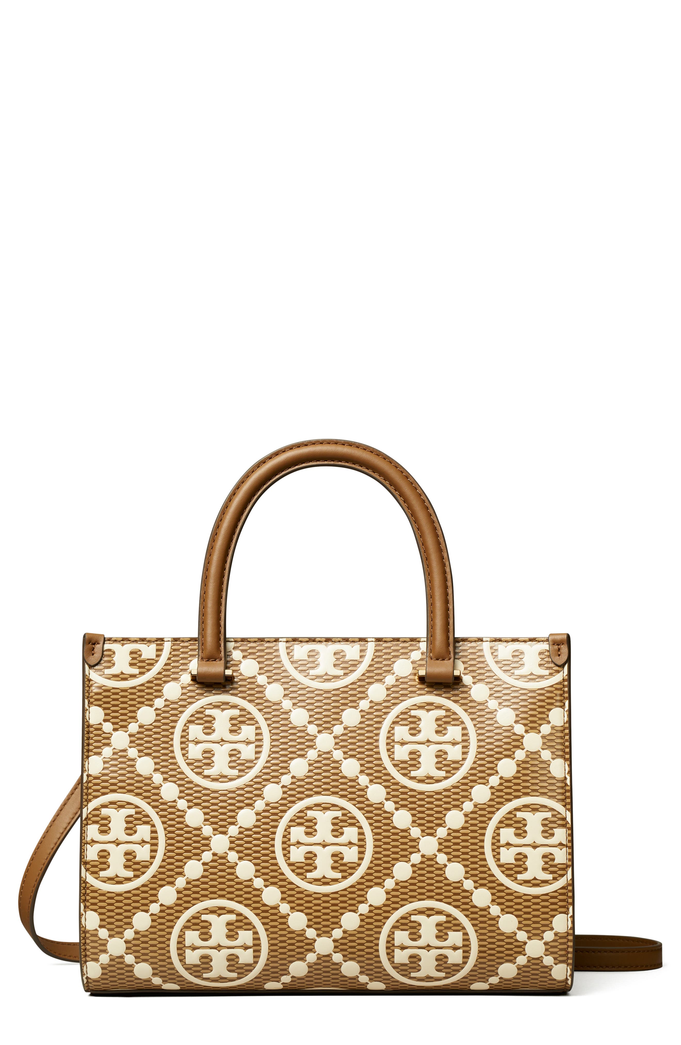 Tory Burch T Monogram Embossed Textured Leather Tote