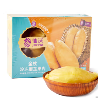 99.9元包邮！佳沃 泰国冷冻金枕头榴莲肉220g/盒*4盒（含赠）