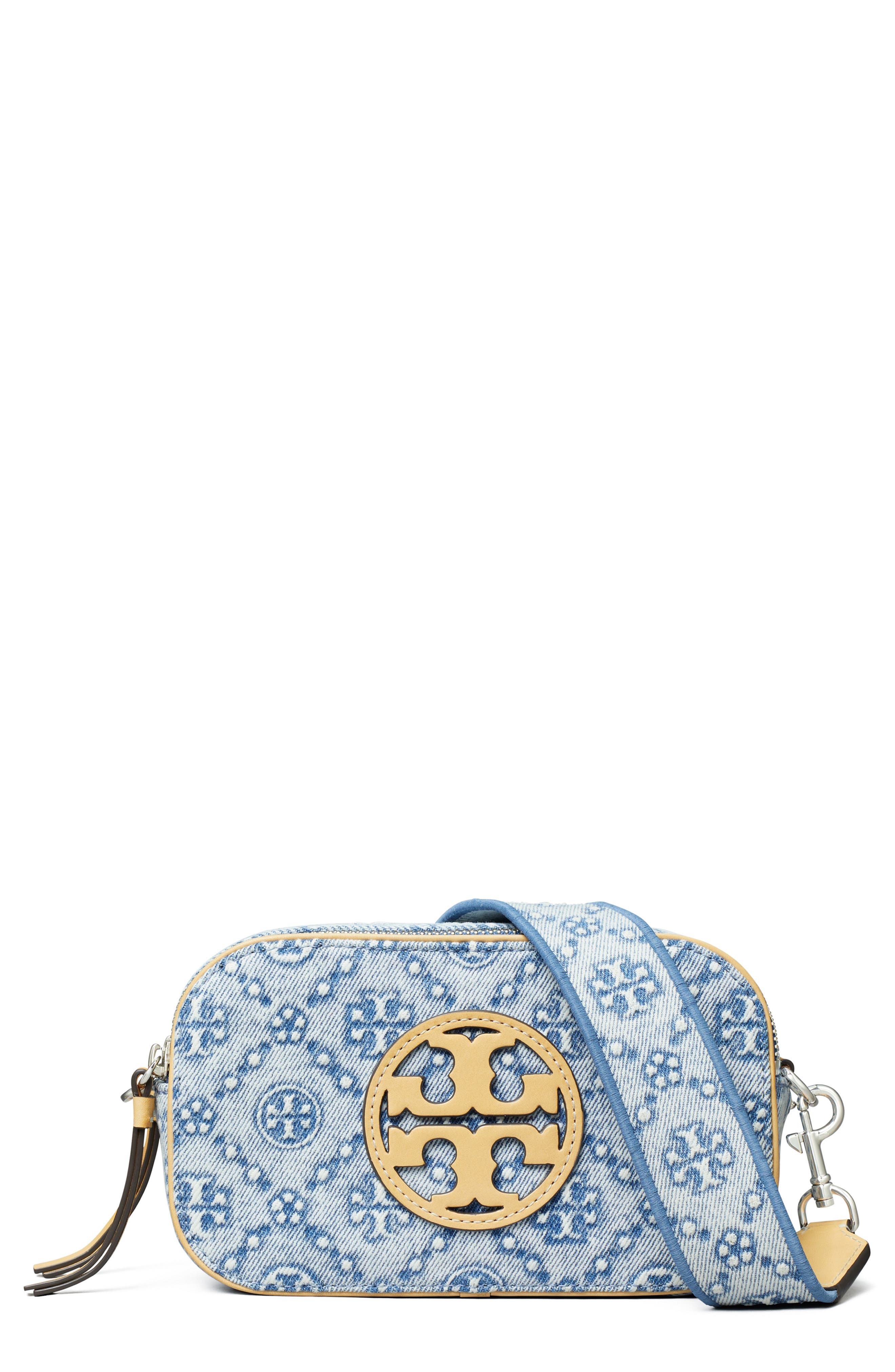 Tory Burch Mini Miller T Monogram Denim Crossbody Bag