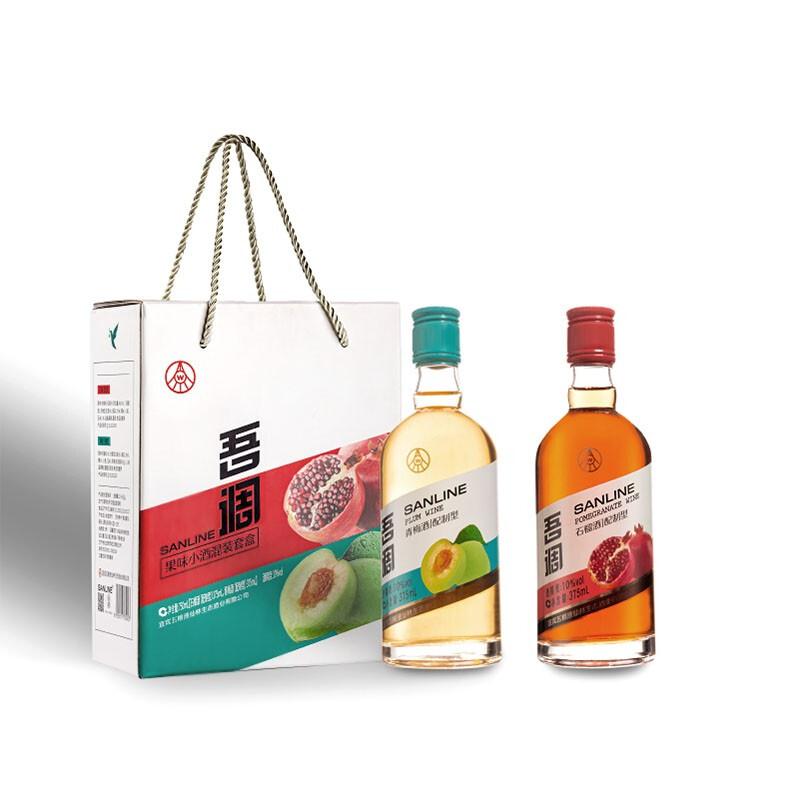 【自营免邮，到手价99.3元】五粮液 吾调果酒 10度 石榴+青梅口味混合装 375ml*2 微醺礼盒装