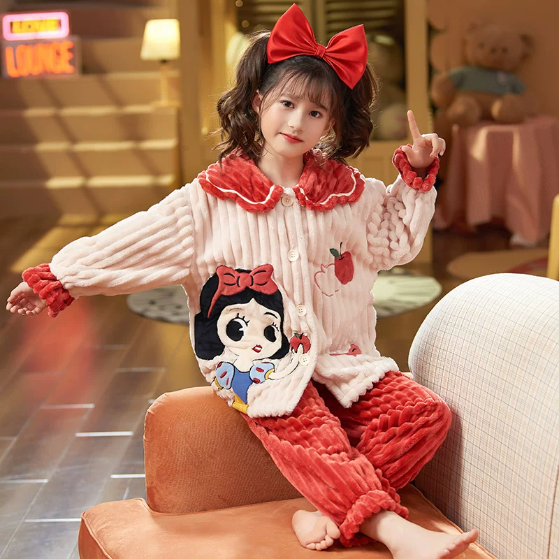 女童加绒法兰绒睡衣套装