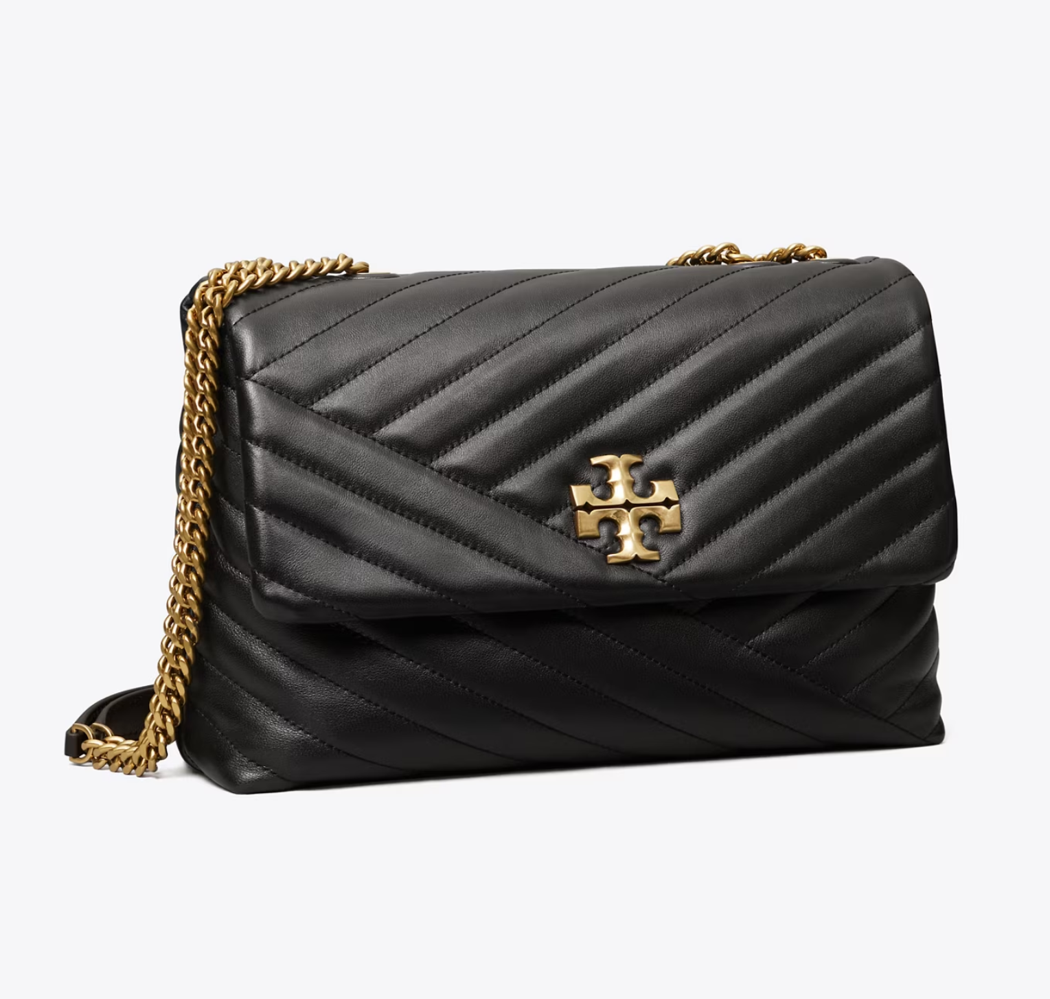 Tory Burch     Kira Chevron Convertible      Black / Rolled Brass