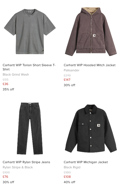 Carhartt 卡哈特街头工装感 工装夹克£108 帽衫£65