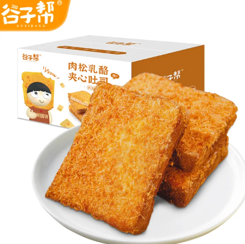 12.9元包邮！谷子帮 肉松乳酪吐司420g*2