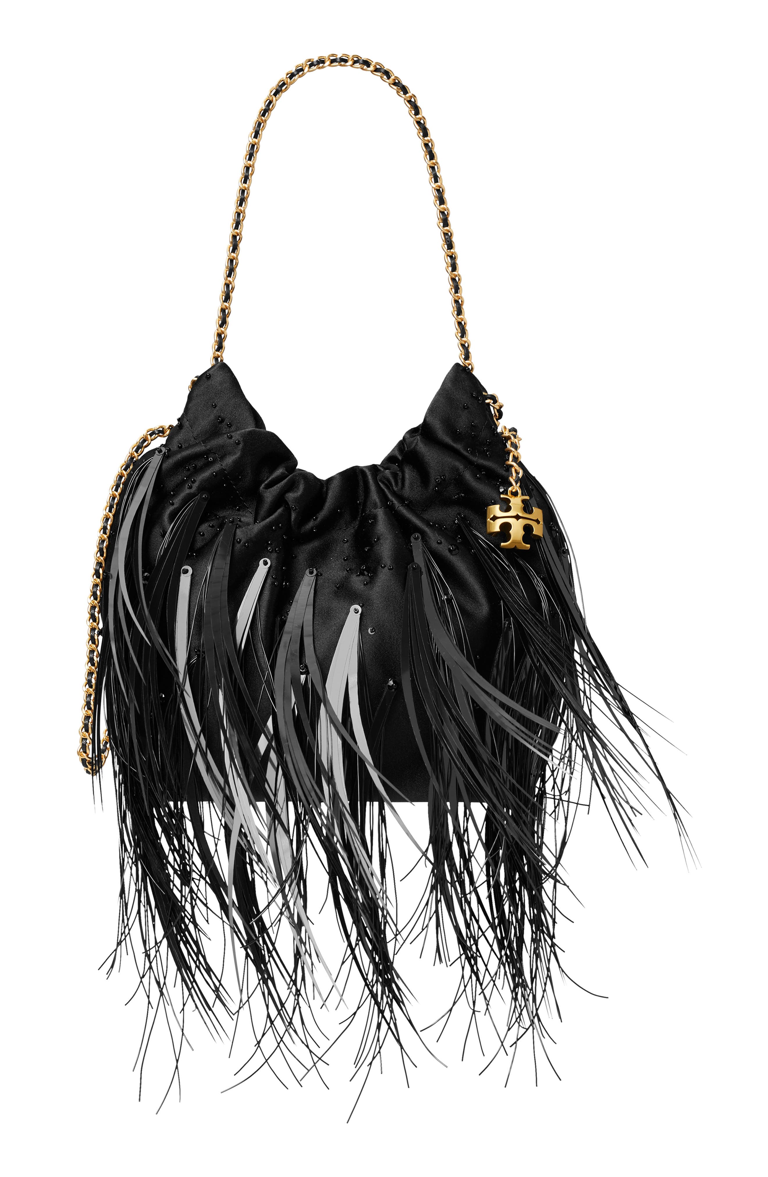 Tory Burch Mini Fleming Leather Feather Hobo Bag