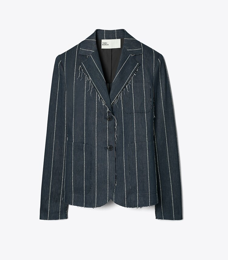 tory burch Striped Cotton Blazer